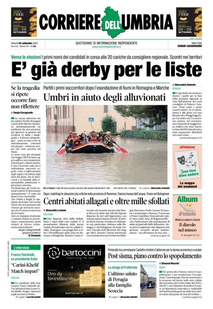 Prima-pagina-corriere umbria-del-2024-09-20